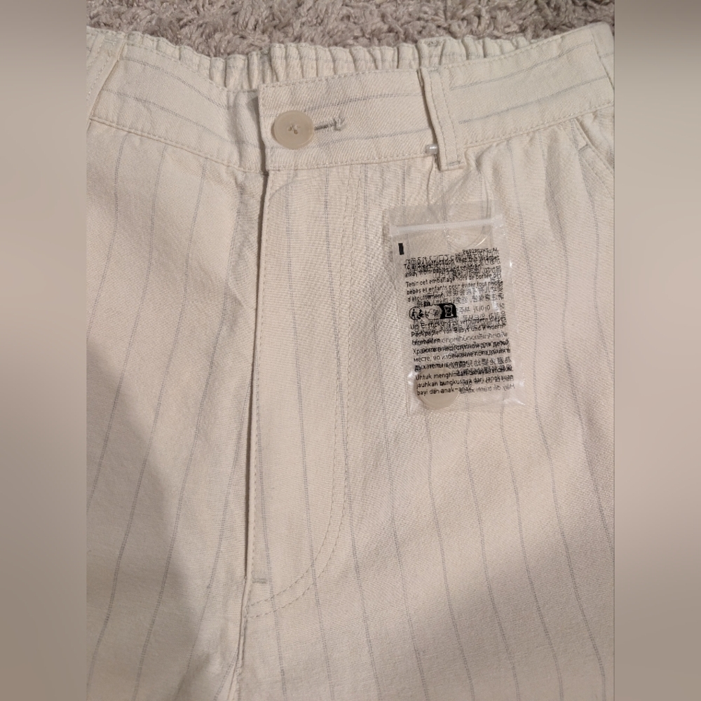 NWT Uniqlo Linen Cotton Striped Tapered Pants - Picture 11 of 13